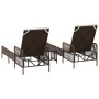 Tumbona con cojín 2 pcs Marrón 35 x 35 x 32cm ratán sintético