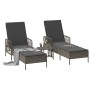 Tumbona con cojín 2 pcs Gris 35 x 35 x 32cm ratán sintético