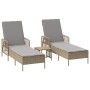 Tumbona con cojín 2 pcs Beige 35 x 35 x 32cm ratán sintético