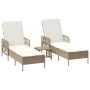 Tumbona con cojín 2 pcs Beige 35 x 35 x 32cm ratán sintético