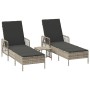 Tumbona 2 pcs Gris Claro 35 x 35 x 32cm ratán sintético
