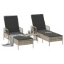 Tumbona 2 pcs Gris Claro 35 x 35 x 32cm ratán sintético