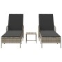 Tumbona 2 pcs Gris Claro 35 x 35 x 32cm ratán sintético