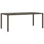 Mesa de jardín superficie de vidrio ratán PE marrón 190x90x75cm