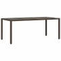 Mesa de jardín superficie de vidrio ratán PE marrón 190x90x75cm