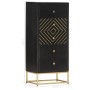 Cajonera de madera maciza de mango negro y dorado 45x30x105 cm