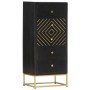 Cajonera de madera maciza de mango negro y dorado 45x30x105 cm