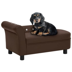 Sofá para perros cuero sintético marrón 83x45x42 cm