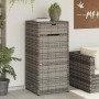 Armario de almacenaje de jardín ratán PE gris 55x55x111 cm