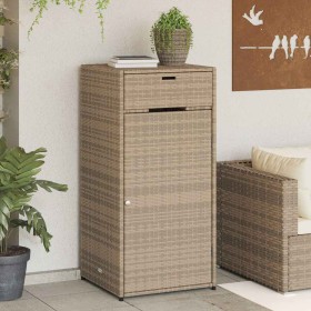 Armario de almacenaje de jardín ratán PE beige 55x55x111 cm