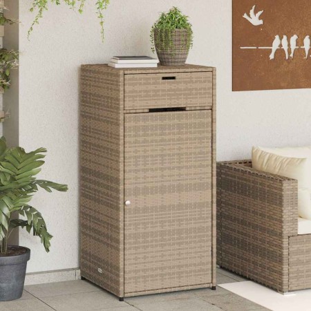 Armario de almacenaje de jardín ratán PE beige 55x55x111 cm