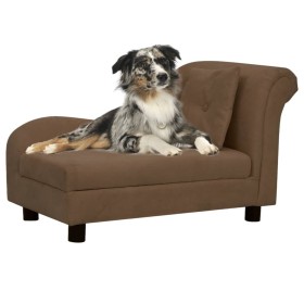 Sofá para perros con almohada marrón felpa 83x44x44 cm