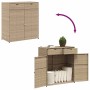 Armario de almacenaje de jardín ratán PE beige 105x55x113 cm