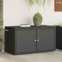 Armario de almacenaje de jardín ratán PE negro 110x55x60,5 cm