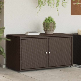 Armario de almacenaje de jardín ratán PE marrón 110x55x60,5 cm