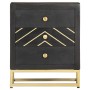 Mesita de noche madera maciza mango negro y dorado 40x30x50cm