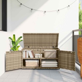 Armario de almacenaje de jardín ratán PE beige 110x55x60,5 cm