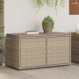 Armario de almacenaje de jardín ratán PE beige 110x55x60,5 cm