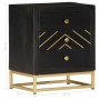 Mesita de noche madera maciza mango negro y dorado 40x30x50cm