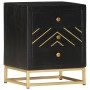 Mesita de noche madera maciza mango negro y dorado 40x30x50cm