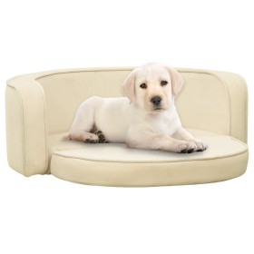 Sofá plegable para perros cojín lavable felpa crema 73x67x26 cm