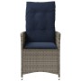Silla de jardín reclinable con cojines de ratán sintético gris