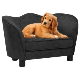 Sofá para perro felpa negro 66x43x40 cm