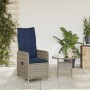 Silla de jardín reclinable con cojines de ratán sintético gris