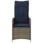 Silla de jardín reclinable con cojines de ratán sintético gris