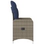 Silla de jardín reclinable con cojines de ratán sintético gris