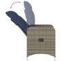 Silla de jardín reclinable con cojines de ratán sintético gris