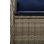 Silla de jardín reclinable con cojines de ratán sintético gris