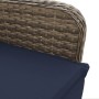 Silla de jardín reclinable con cojines de ratán sintético gris