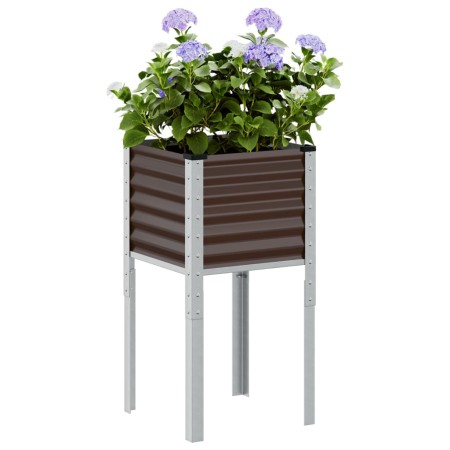 Jardinera de acero marrón 45x45x88 cm en Maceteros y jardineras | Comprar online en Foro24