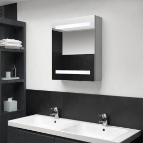 Armario de baño con espejo LED gris hormigón 50x14x60 cm