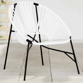 Silla de jardín con forma huevo ratán sintético blanco y negro