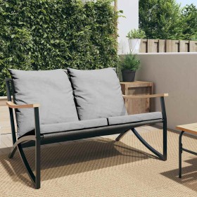 Banco de jardín con cojines acero negro 120 cm