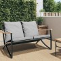 Banco de jardín con cojines acero negro 120 cm