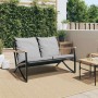 Banco de jardín con cojines acero negro 120 cm