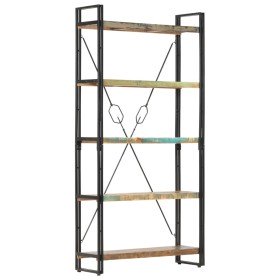 Estantería de 5 niveles de madera maciza reciclada 90x30x180 cm