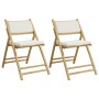 Sillas de bistró plegables con cojines 2 uds bambú blanco crema