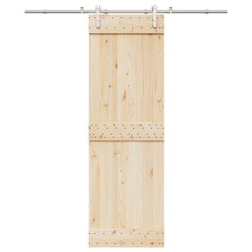 Kit de herrajes para puerta corredera 200 cm acero plateado