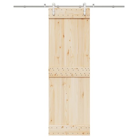 Kit de herrajes para puerta corredera 200 cm acero plateado