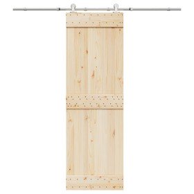 Kit de herrajes para puerta corredera 200 cm acero plateado