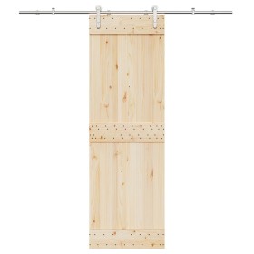 Kit de herrajes para puerta corredera 200 cm acero plateado