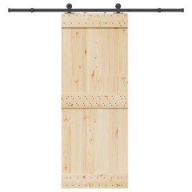 Kit de herrajes para puertas correderas acero negro 213,5 cm