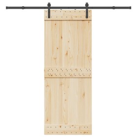 Kit de herrajes para puertas correderas acero negro 213,5 cm