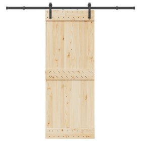 Kit de herrajes para puertas correderas acero negro 213,5 cm