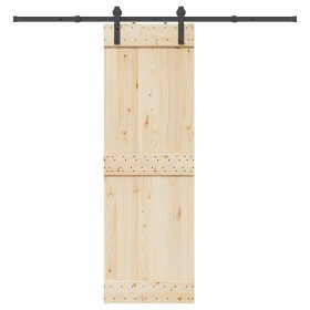 Kit de herrajes para puertas correderas acero negro 213,5 cm