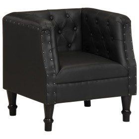 Sillón de cuero auténtico negro